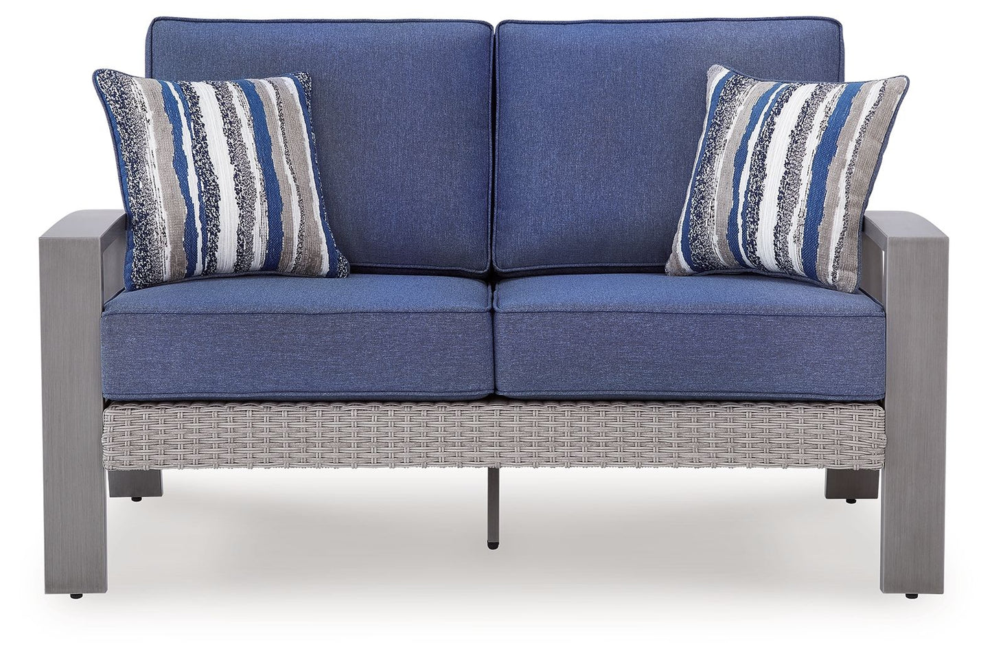 Dillon Beach - Loveseat With Cushion - Blue / Gray