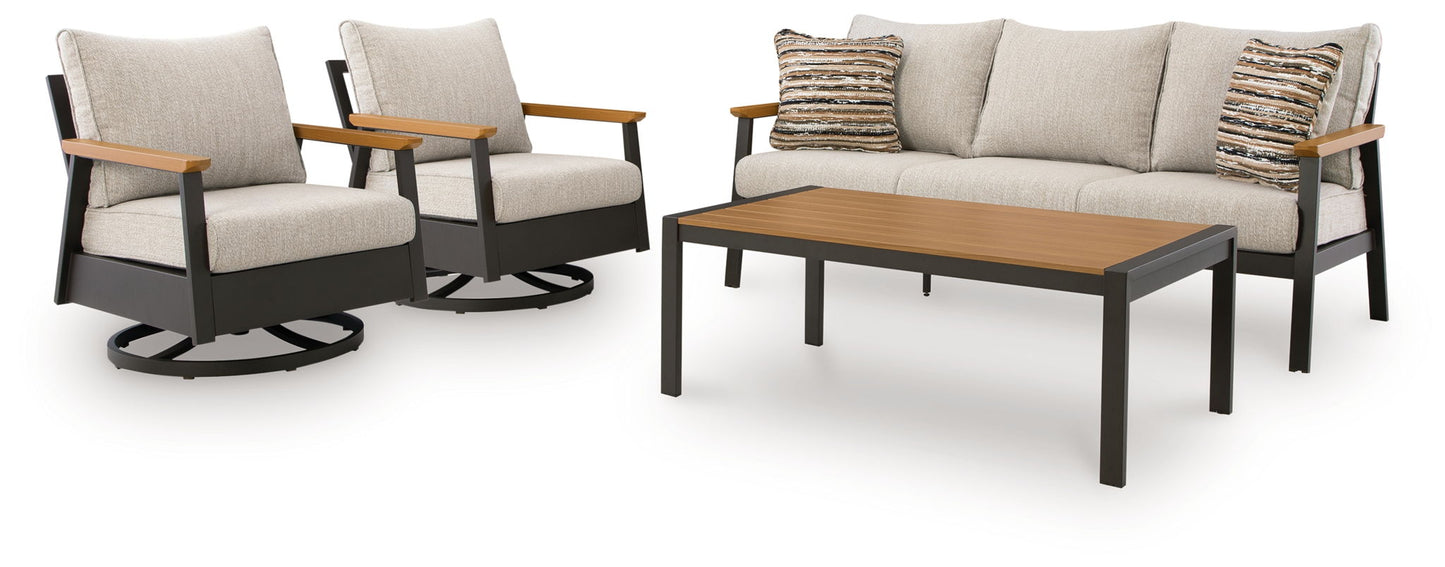 Carlsbad Beach - Sofa, Chairs, Table Set (Set of 4) - Dark Brown