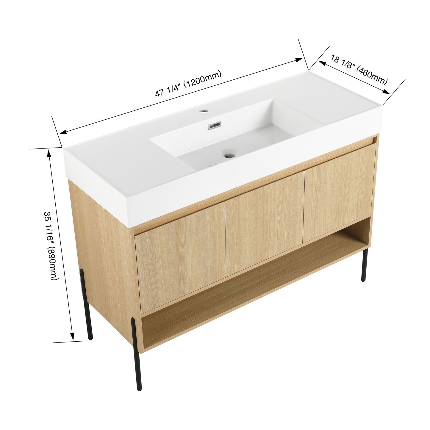 Modern Bathroom Vanity Combo With Single Resin Sink And Storage Cabinet