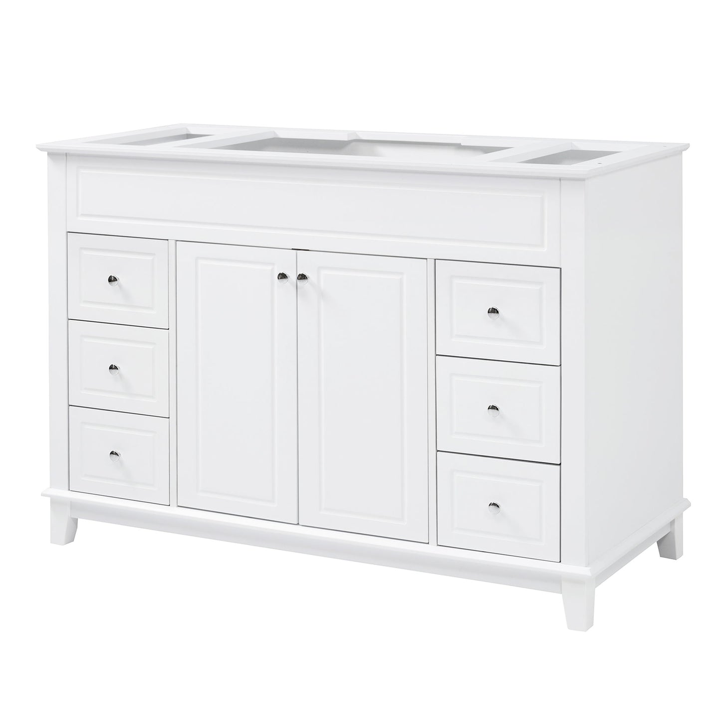 Bathroom Vanity Cabinet Only, 6 Soft Close Drawers & Double Doors - White