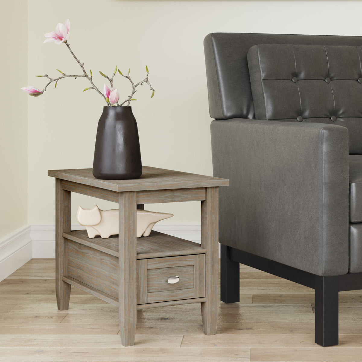 Warm Shaker - Narrow Side Table - Light Brown