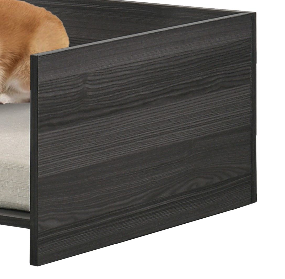 Esme - Wide Comfy Pet Bed With Cushion And Side Storage Compartment - Dark Gray