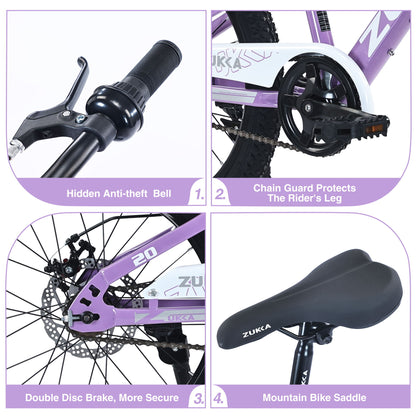 Zukka - 20" Mountain Bike With Adjustable Saddle And Suspension Fork