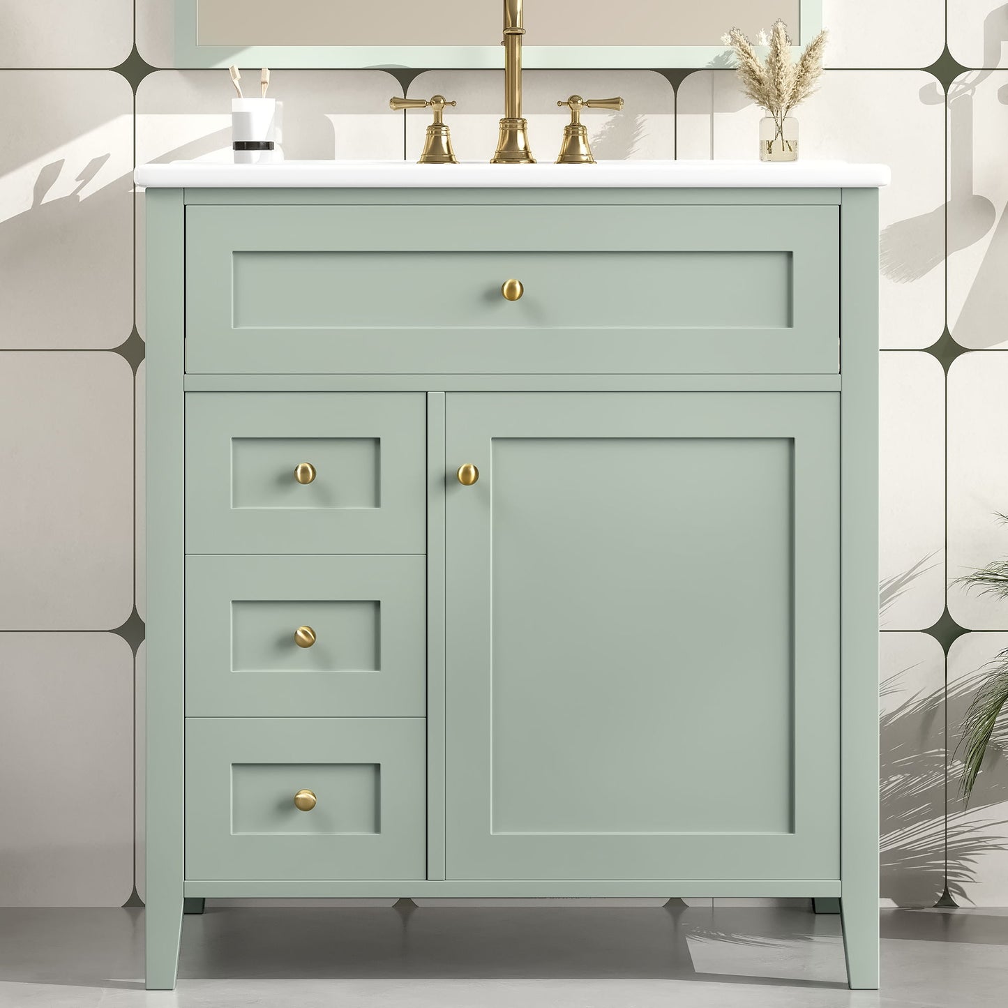 Modern Bathroom Vanity With Sink, 3 Drawers And Adjustable Shelf
