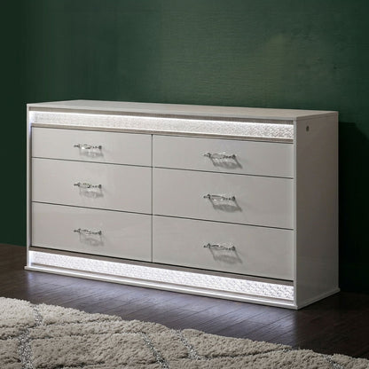 Glam - 6 Drawer Dresser & LED Lighting (Includes Dresser Only) - White