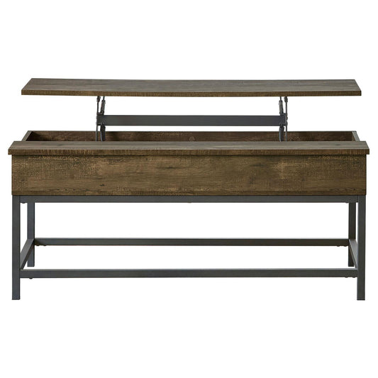 Lift Top Coffee Table With Adjustable Height - Brown