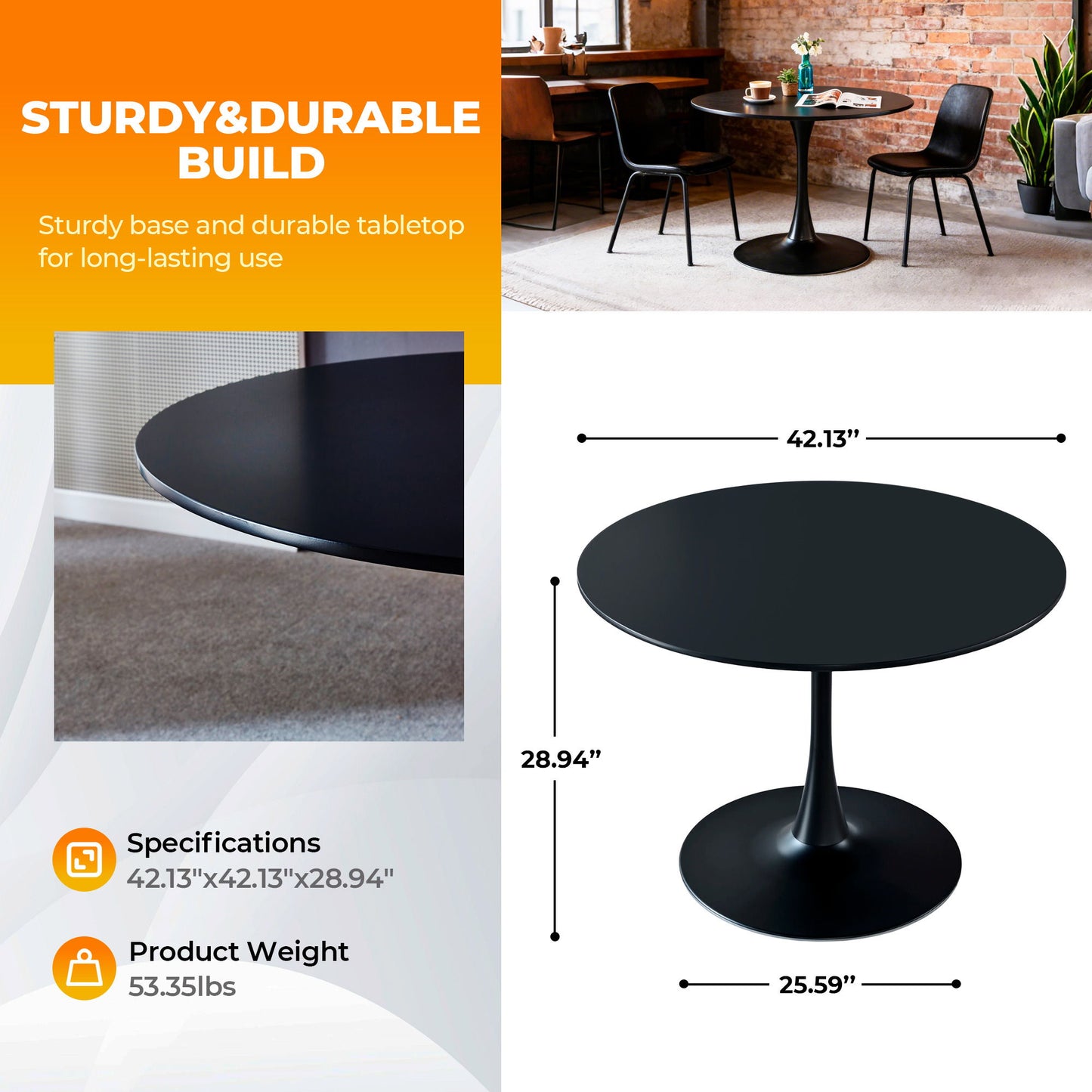 Mid-Century Tulip Dining Table With Round Top