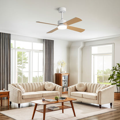 42" Ceiling Fan With Light And Memory Function, DC Reversible Motor, 4 Blades