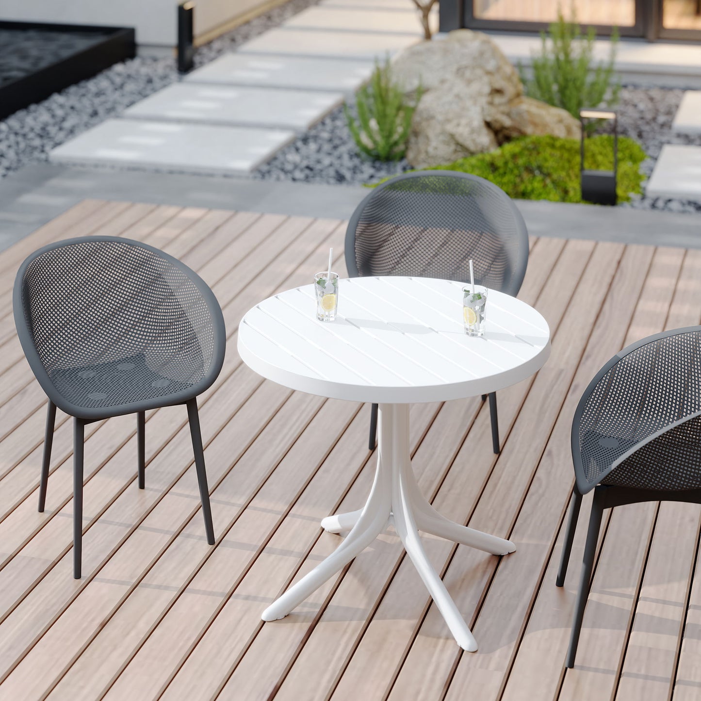 Modern Lounge Chair Set With Round Table