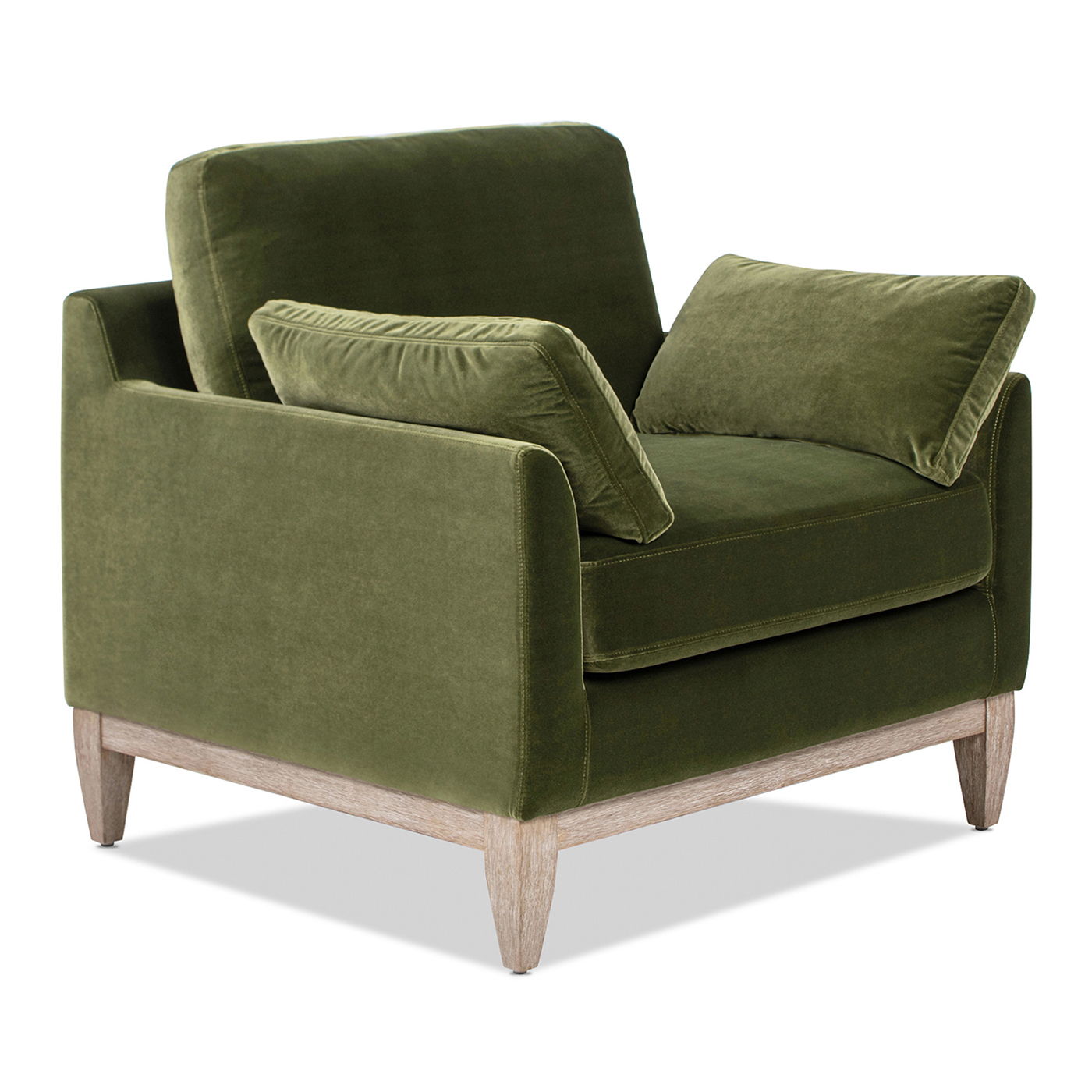 Pasadena - Wide Modern Farmhouse Accent Arm Chair - Olive Green