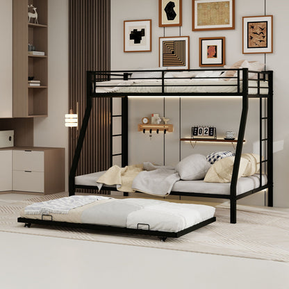 Bunk Bed For Kids, Convertible Frame With Ladders & Guardrail