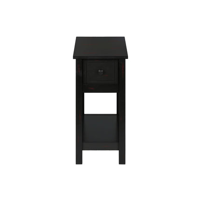 Accent End Table, 2 Tier, Narrow, Lamp, Storage Drawer, Charming Design