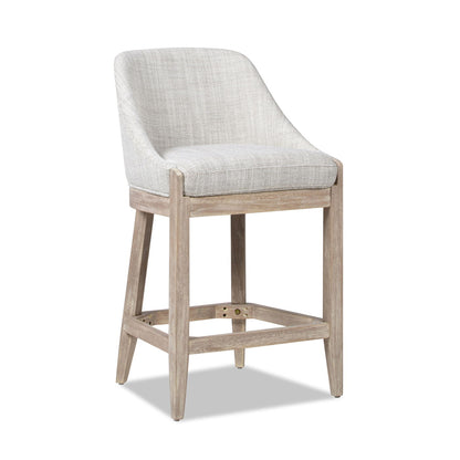 Newport - Coastal Curved Back Upholstered Counter Stool - Two Tone Neutral Gray