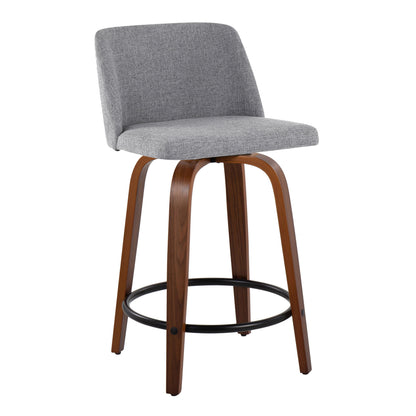 Toriano - Mid Century Modern, Fixed Height Counter Stool & Swivel And Round Footrest (Set of 2)