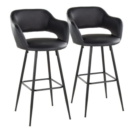 Margarite - Contemporary Fixed Height BarStool With Square Footrest (Set of 2)