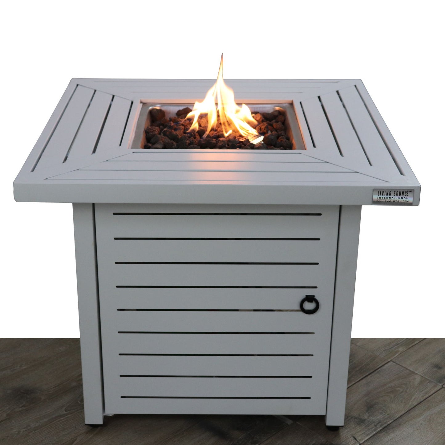 Propane Fire Pit Table - Antique White / Gray