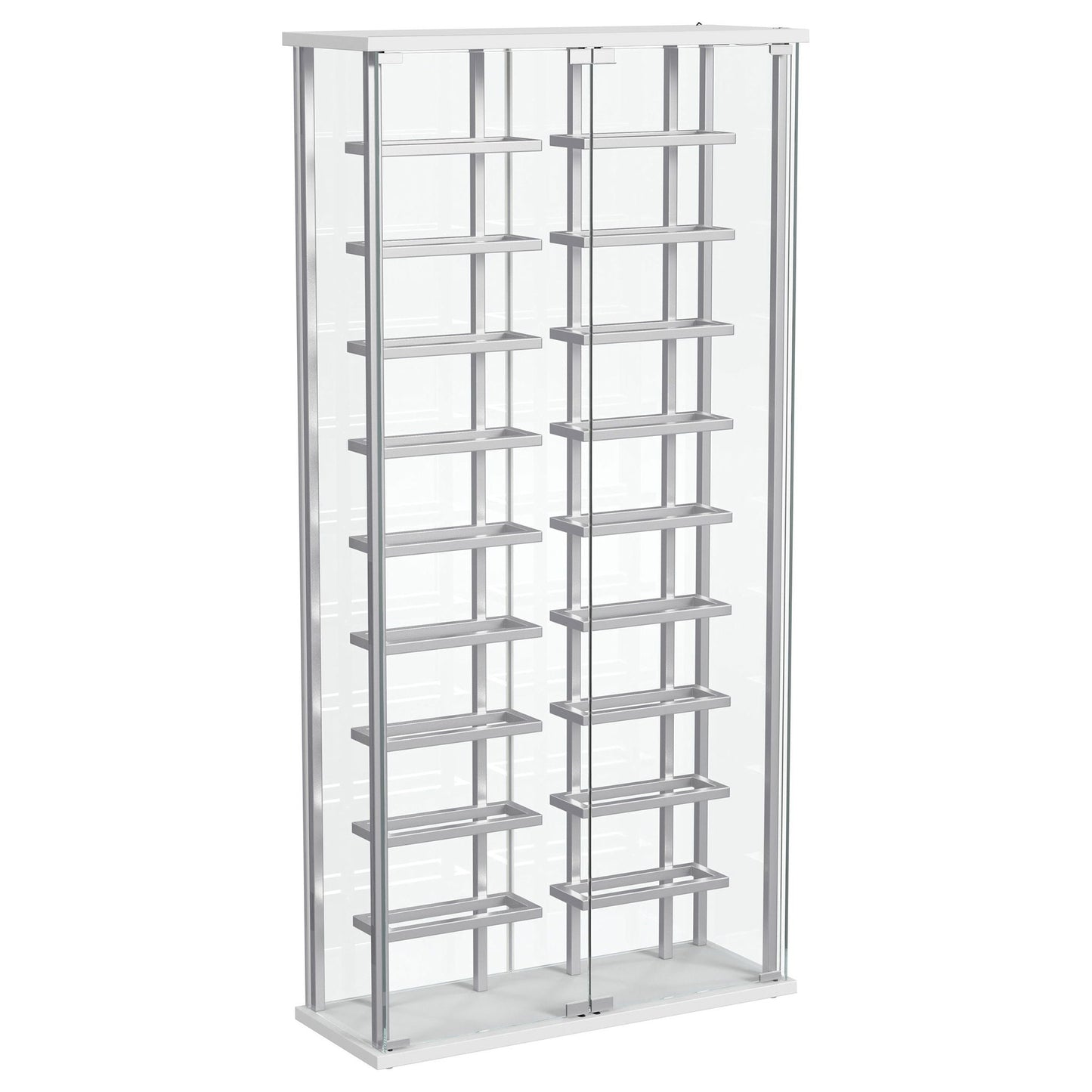 Wine Storage LED Curio Cabinet - Chrome