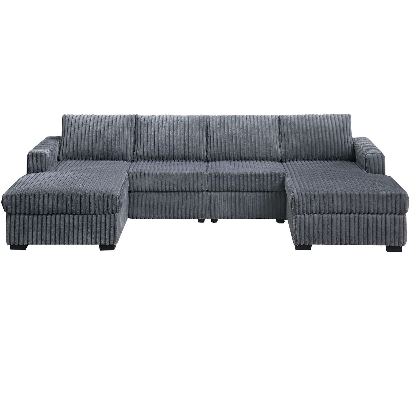 U-Shaped Sectional Set With Cushion Back Armless Chairs Right And Left Arm Chaise