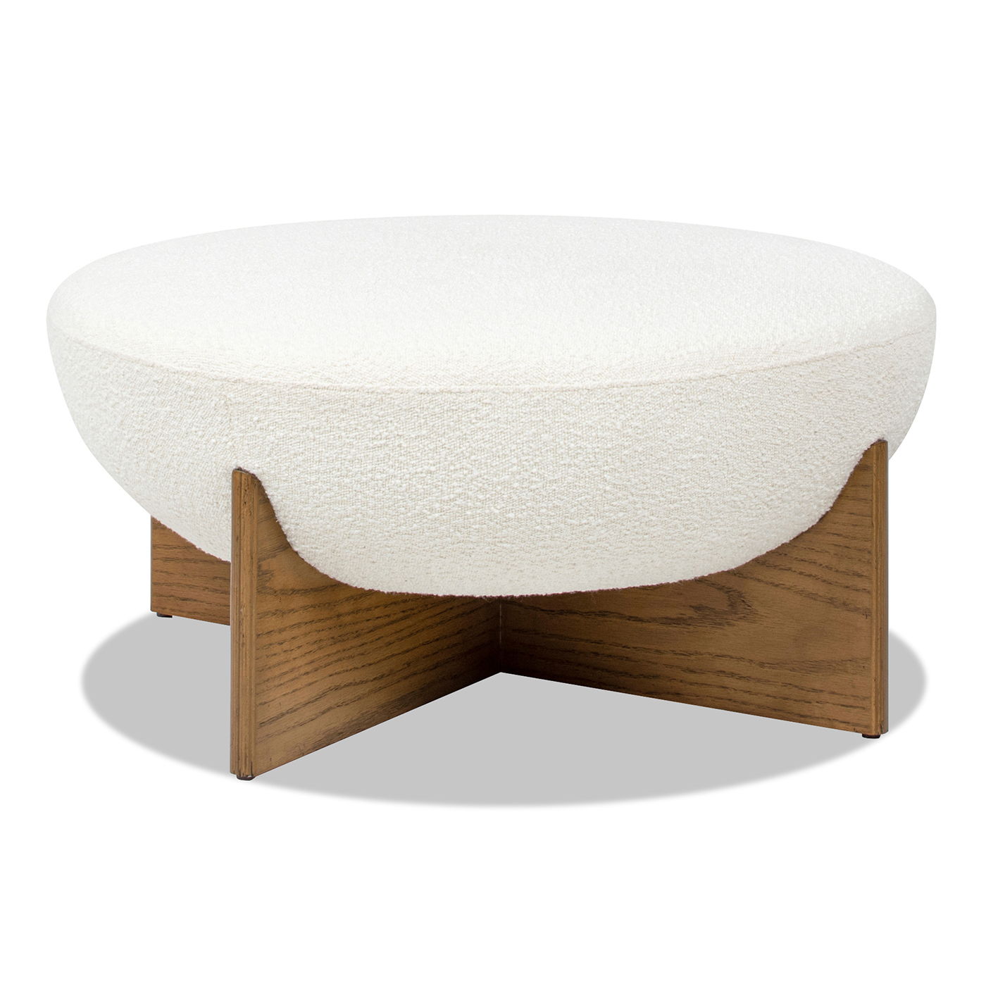 Bali - Round Upholstered Cocktail Ottoman - Natural / Ivory White