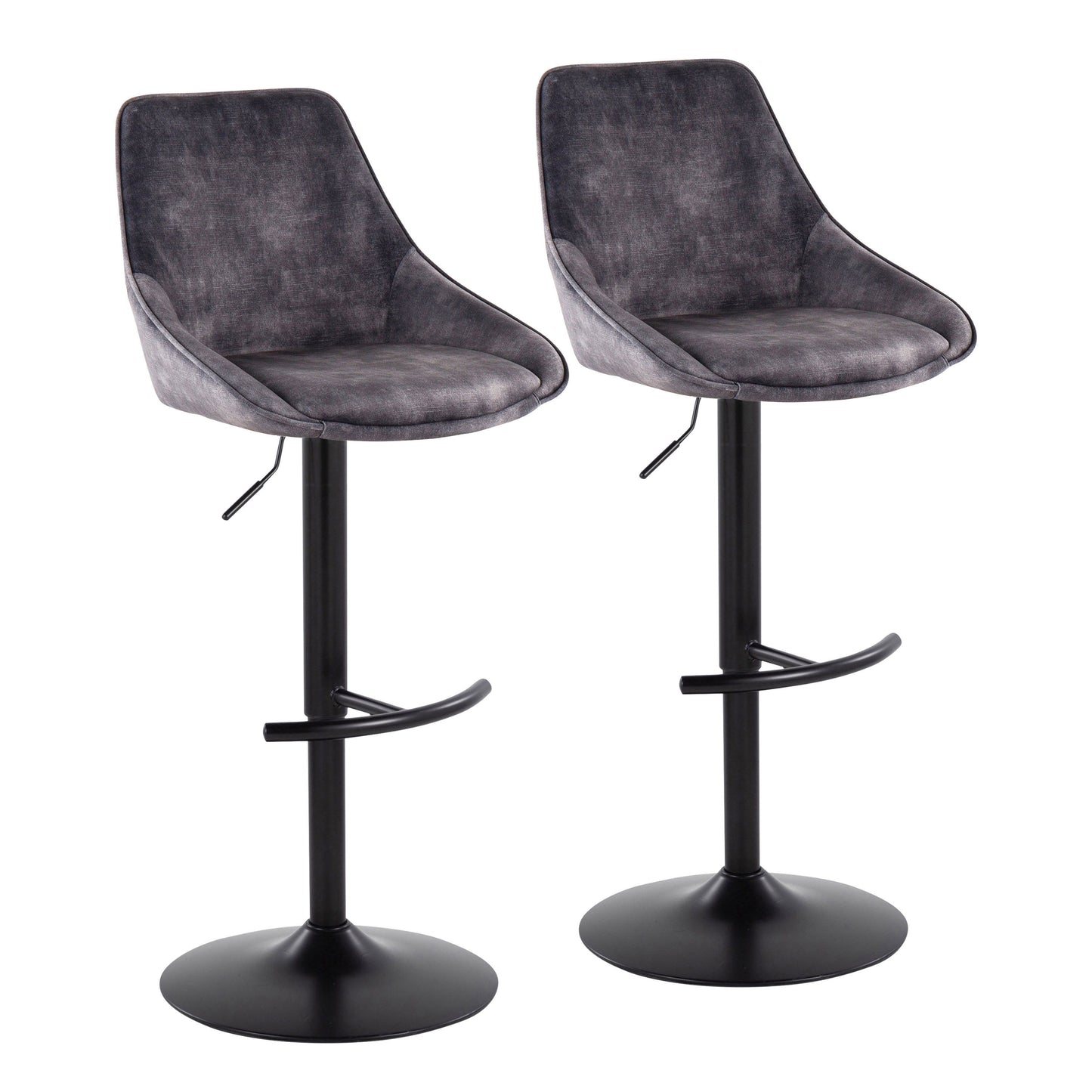 Diana - Contemporary Adjustable Barstool & Swivel With Rounded T Footrest (Set of 2)