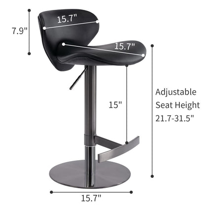 Titanium Stainless Steel Bar Stool, Swivel Adjustable Height For Kitchen Counter And Dining Room