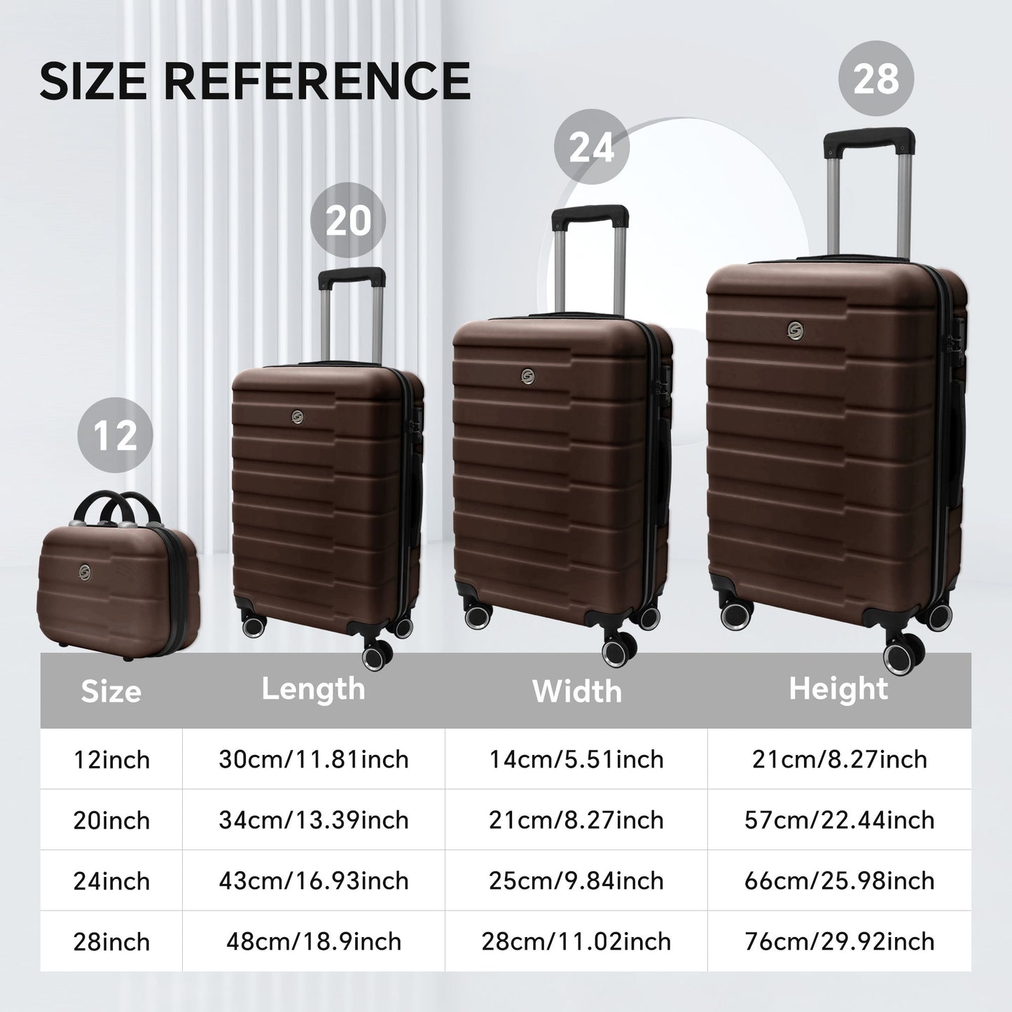 4 Piece Hard Shell Luggage Set, Carry On Suitcase With Spinner Wheels, Family Luggage Set