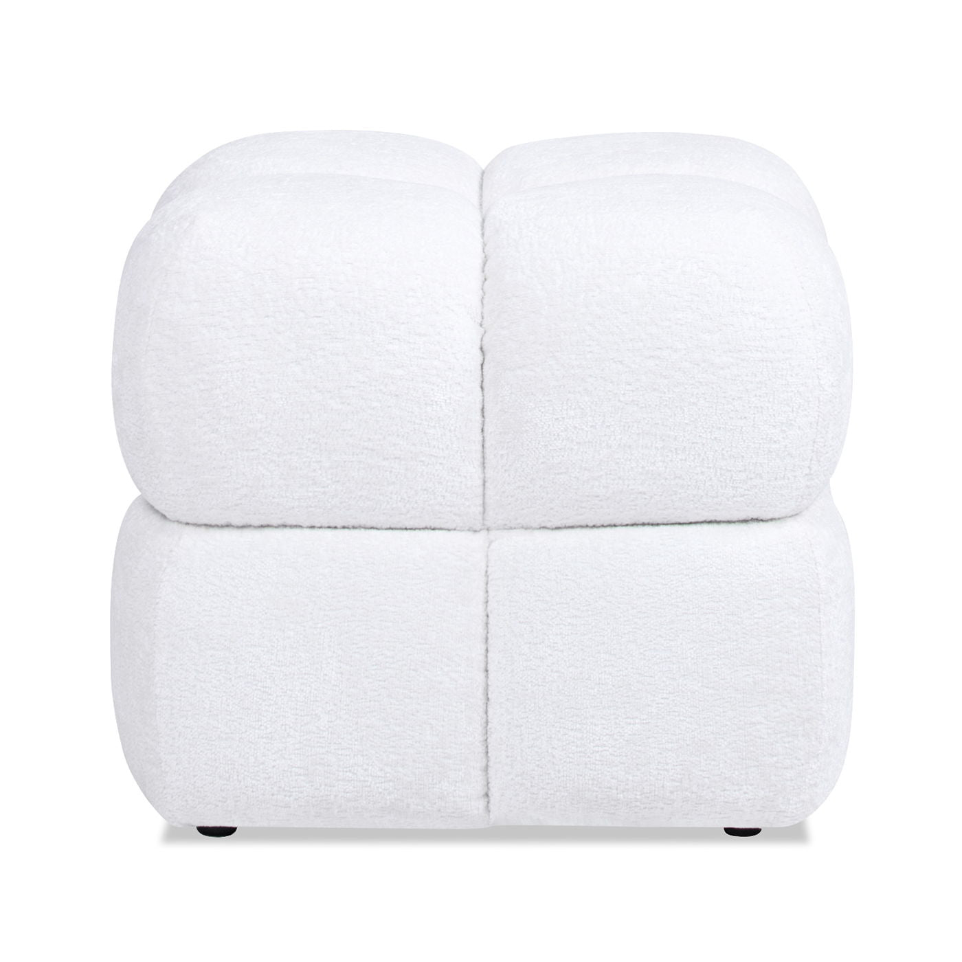 Pixel - Oversized Square Tufted Pouf Ottoman - Almond White