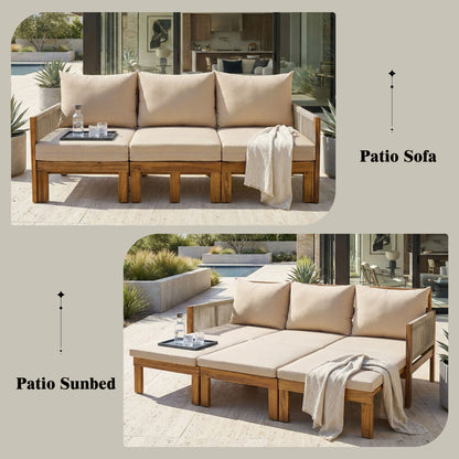 Outdoor 3 Seat Patio Sunbed