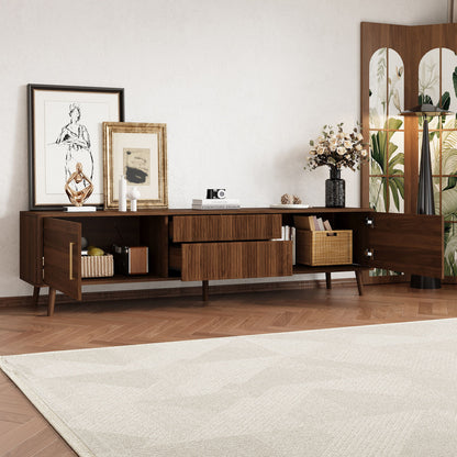 TV Stand With 2 Drawers, Media Console Table - Walnut