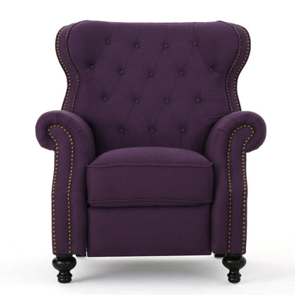 Accented Push Back Recliner Chair With Rolled Arms, Enjoy Cocooning Comfort