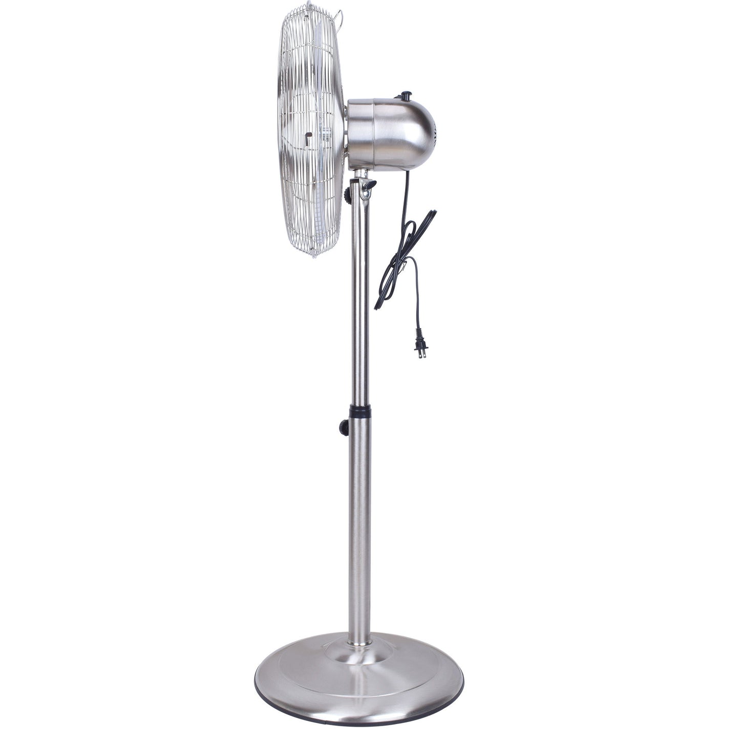 Stand Fan, 4 Blades, Rotary Knob Switch, Oscillation Function, Tilting Angle - Chrome