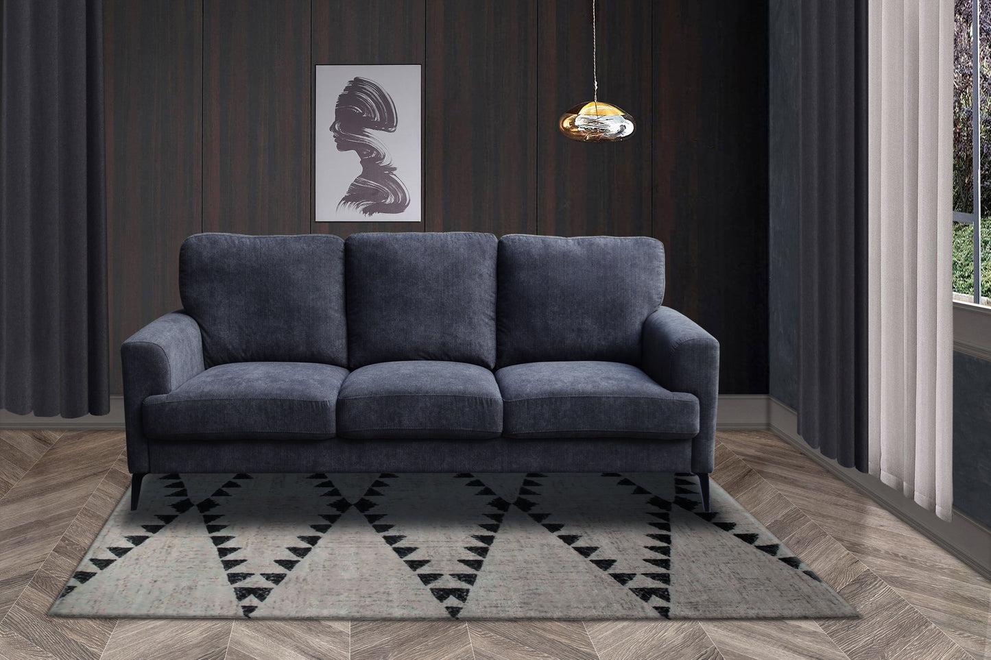 Jackson - Chenille Sofa With Black Metal Legs