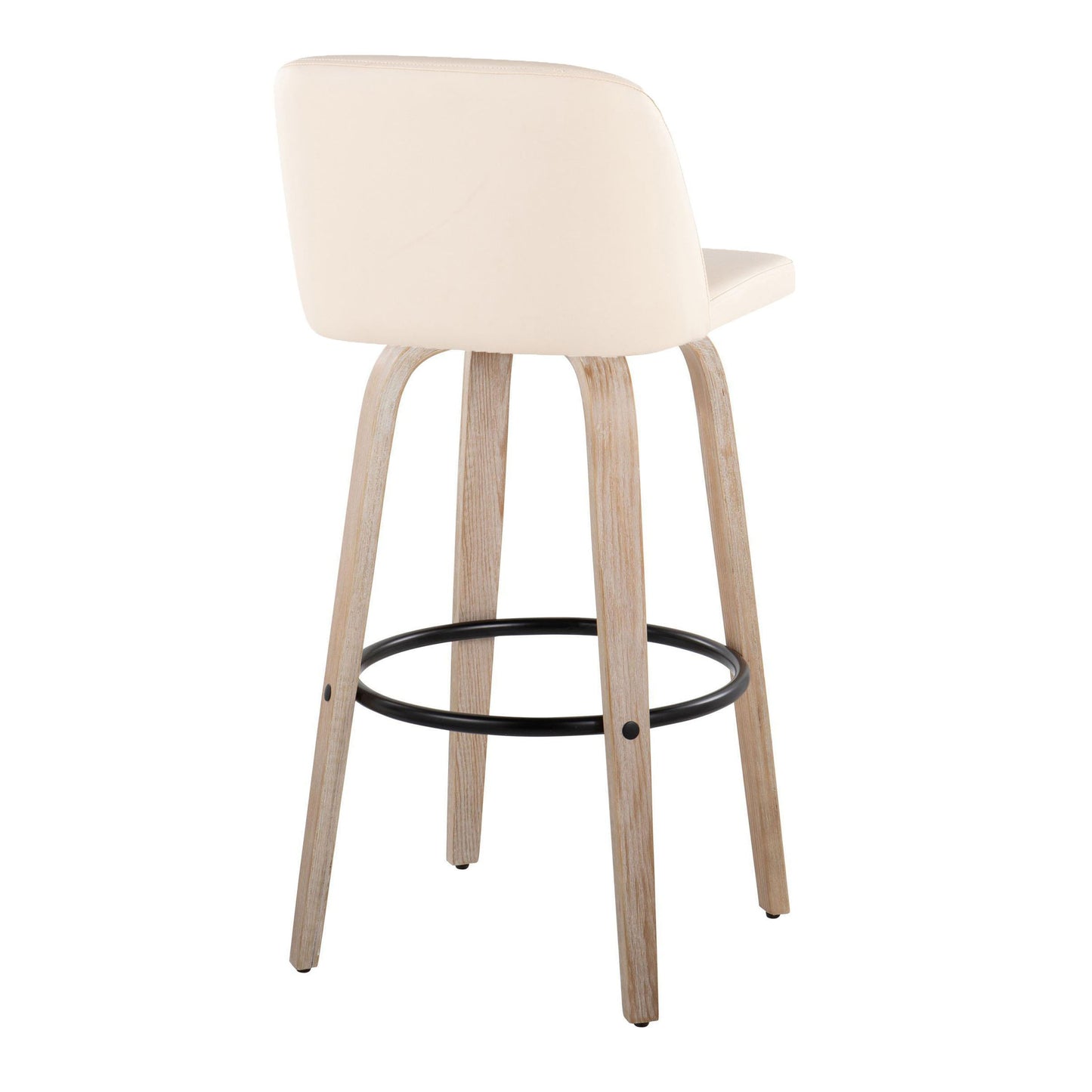 Toriano - Mid-Century Modern Fixed Height BarStool With Round Footrest (Set of 2)