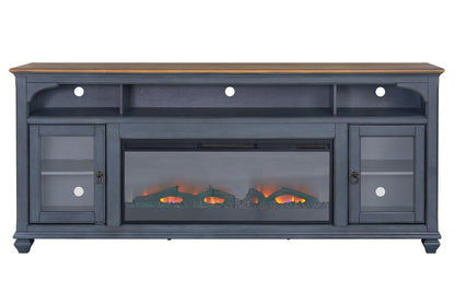 Americana - 86 In Fireplace TV Stand For TVs Up To 95" - Blue