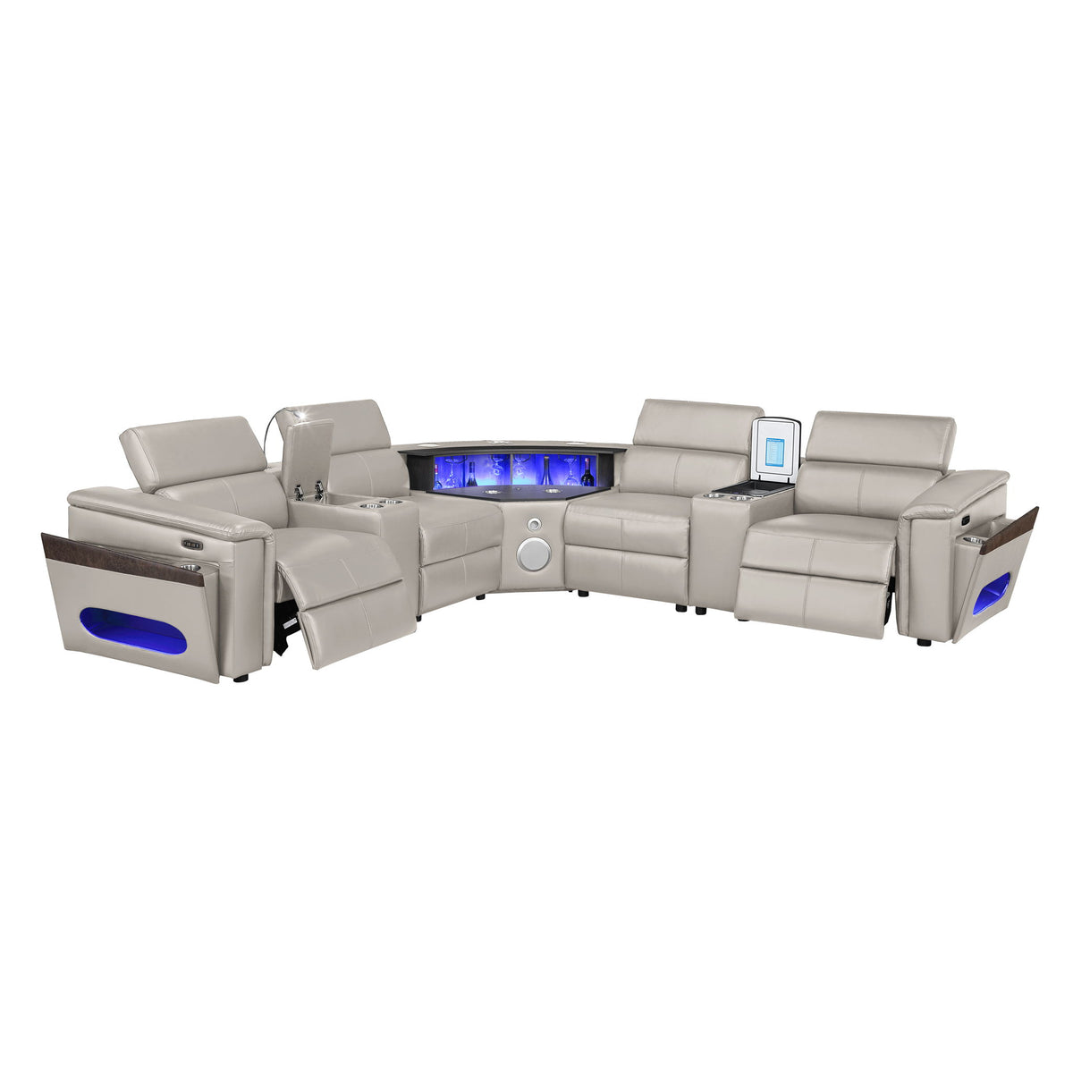 Nova - Sectional With Bluetooth Speaker, LED And Lifting Wine Cabinet