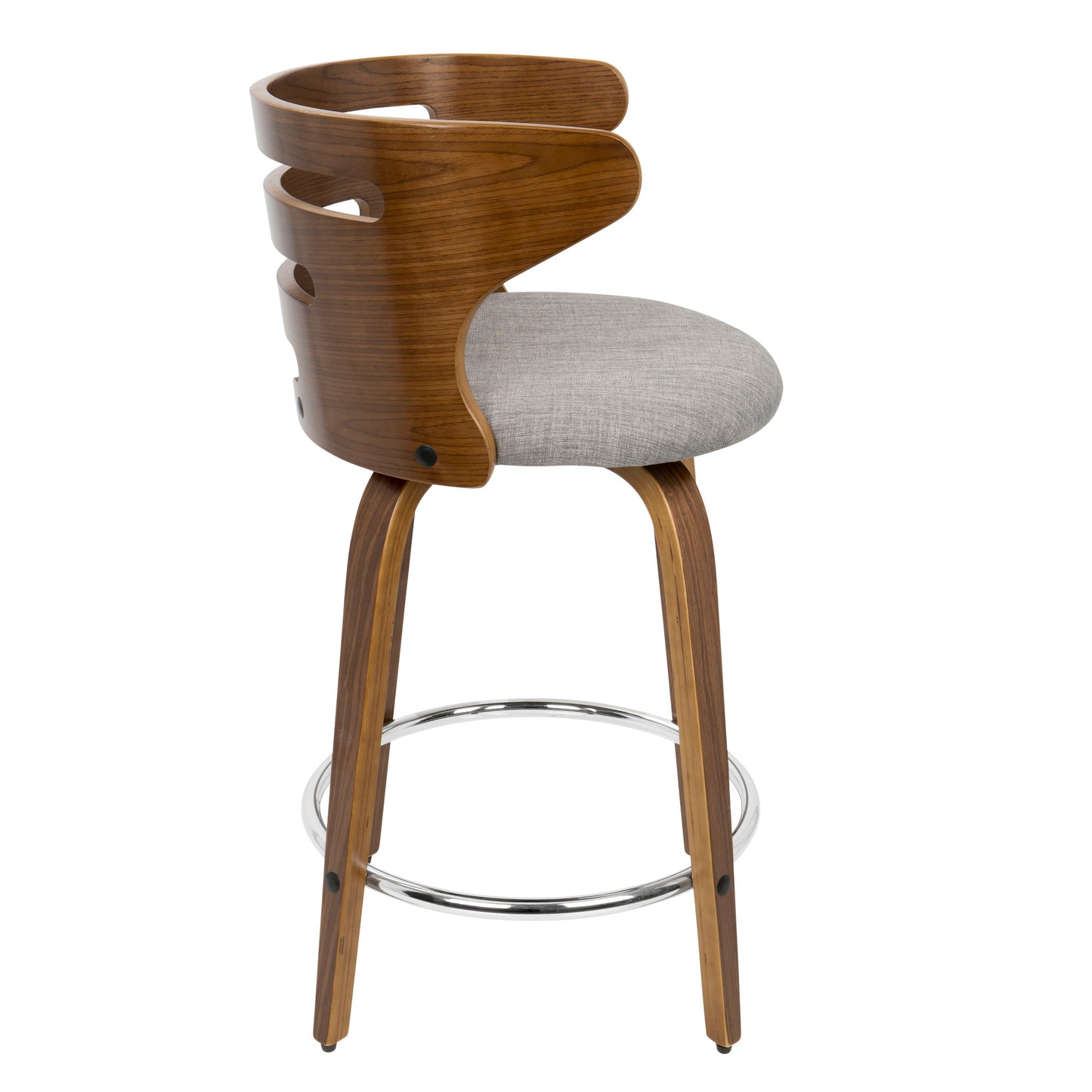 Cosini - Mid Century Modern Fixed Height Counter Stool With Footrest With Swivel (Set of 2)