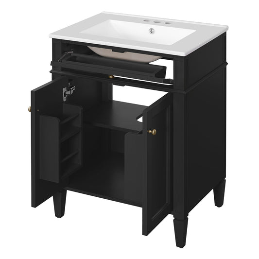 Bathroom Vanity With 2 Doors And Tip Out Drawer, Soft Closing Hinges