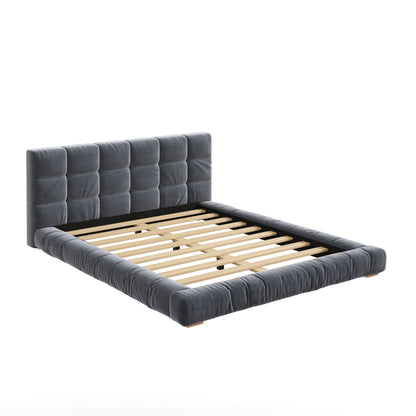 Upholstered Platform Bed Frame With Tufted Headboard