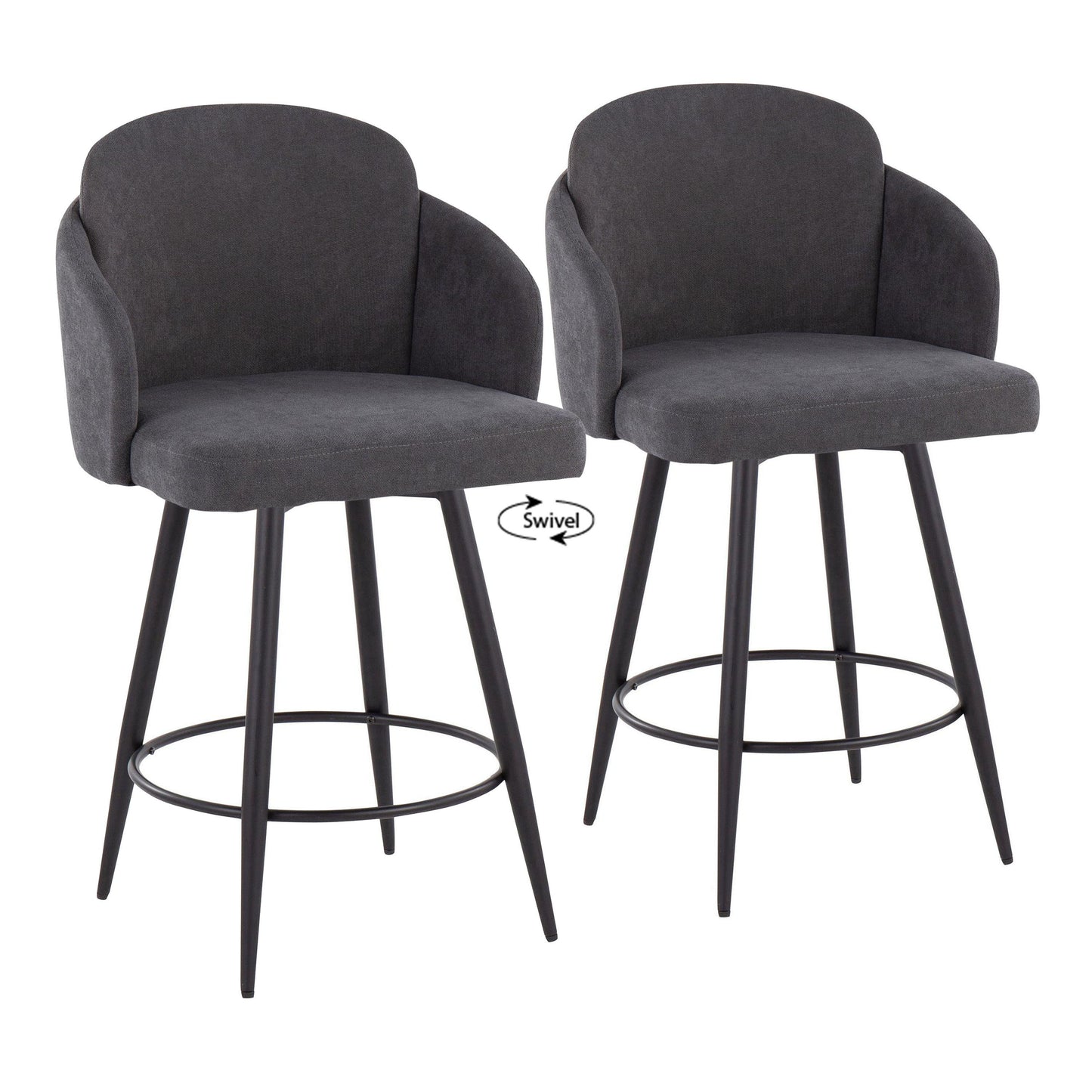 Dahlia - Contemporary Fixed Height Counter Stool With Round Footrest (Set of 2)