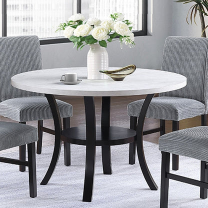 Elegant 5 Piece Dining Set Dark Chairs Top Table With Lower Shelf Kitchen Dining Room