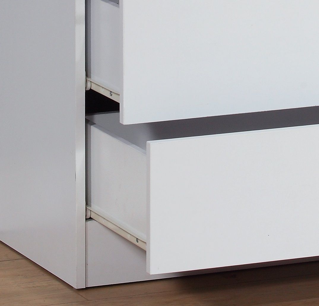 5 Drawer Chest Metal Handles Locking Top Drawer Metal Glide Rails Melamine Laminate