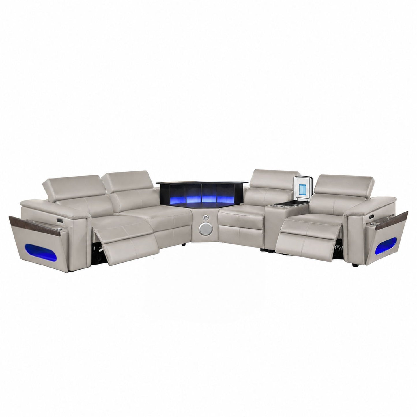 Nova - Sectional With Bluetooth Speaker, LED And Lifting Wine Cabinet