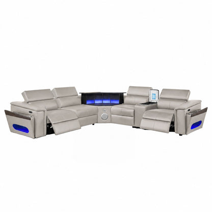 Nova - Sectional With Bluetooth Speaker, LED And Lifting Wine Cabinet