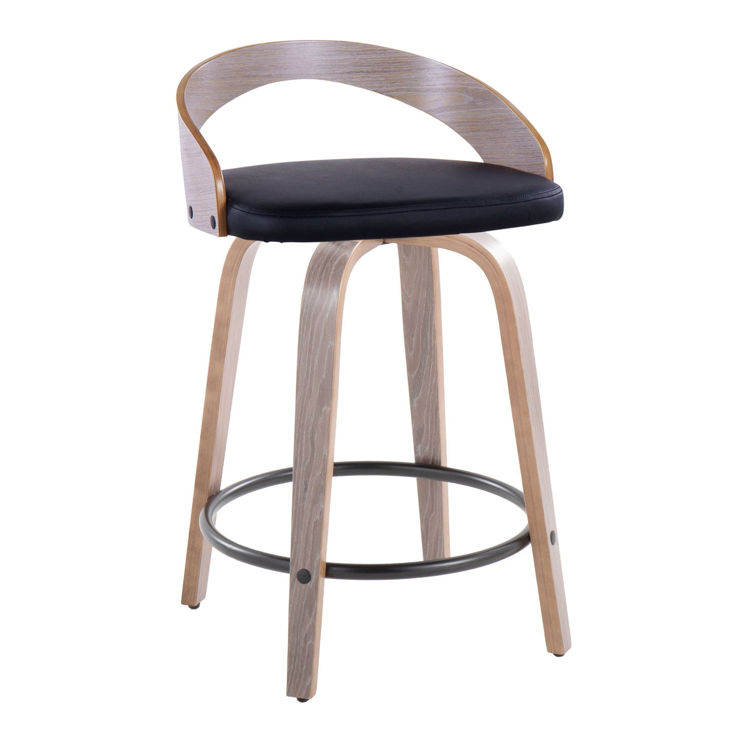 Grotto - Contemporary Fixed Height Counter Stool & Swivel With Round Footrest (Set of 2)