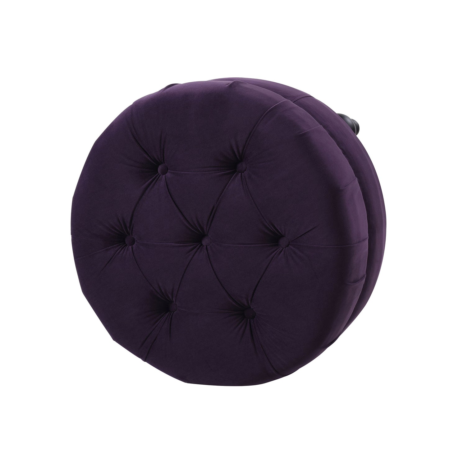 Dawn - Tufted Round Ottoman Nailhead Accents - Purple