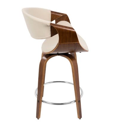 Curvini Mid - Century Modern Fixed Height Counter Stool With Swivel (Set of 2)