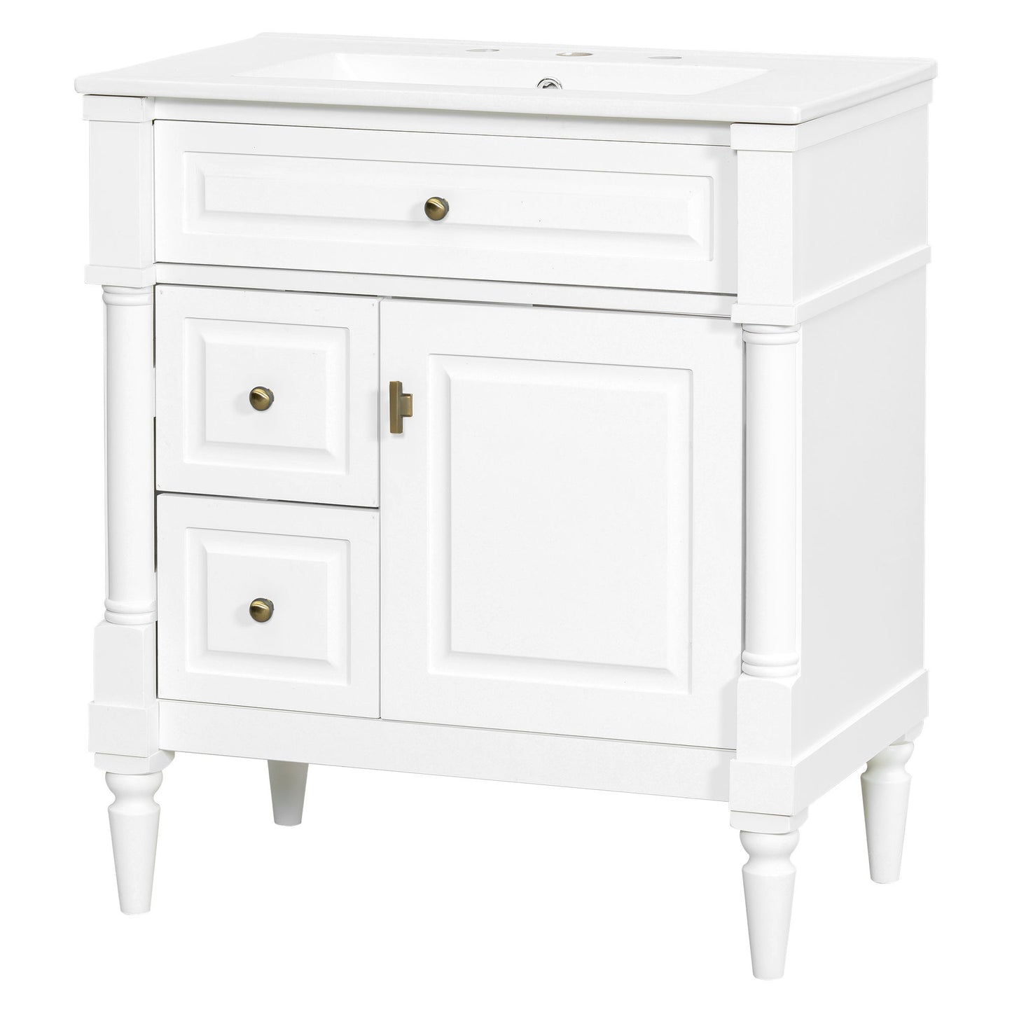 Modern Bathroom Vanity With Sink, Freestanding Cabinet With Flip Drawer & Adjustable Shelf
