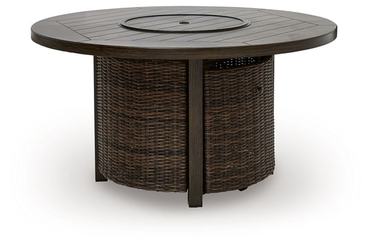 Drakes Beach - Round Fire Pit Table - Dark Brown