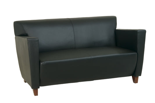 Black Bonded Leather Love Seat