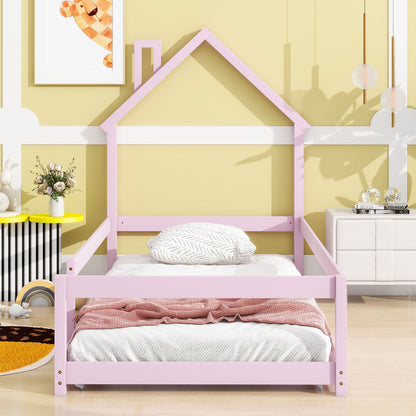 Wood Bed With House Shaped Headboard Floor Bed With Fences